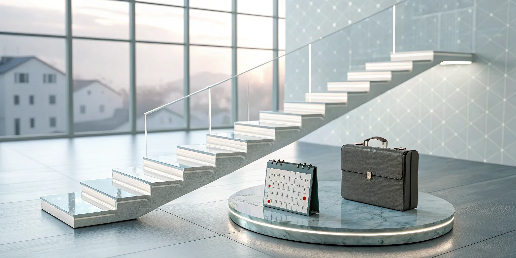 A calendar and briefcase on a desk, ready to start a 1031 exchange.