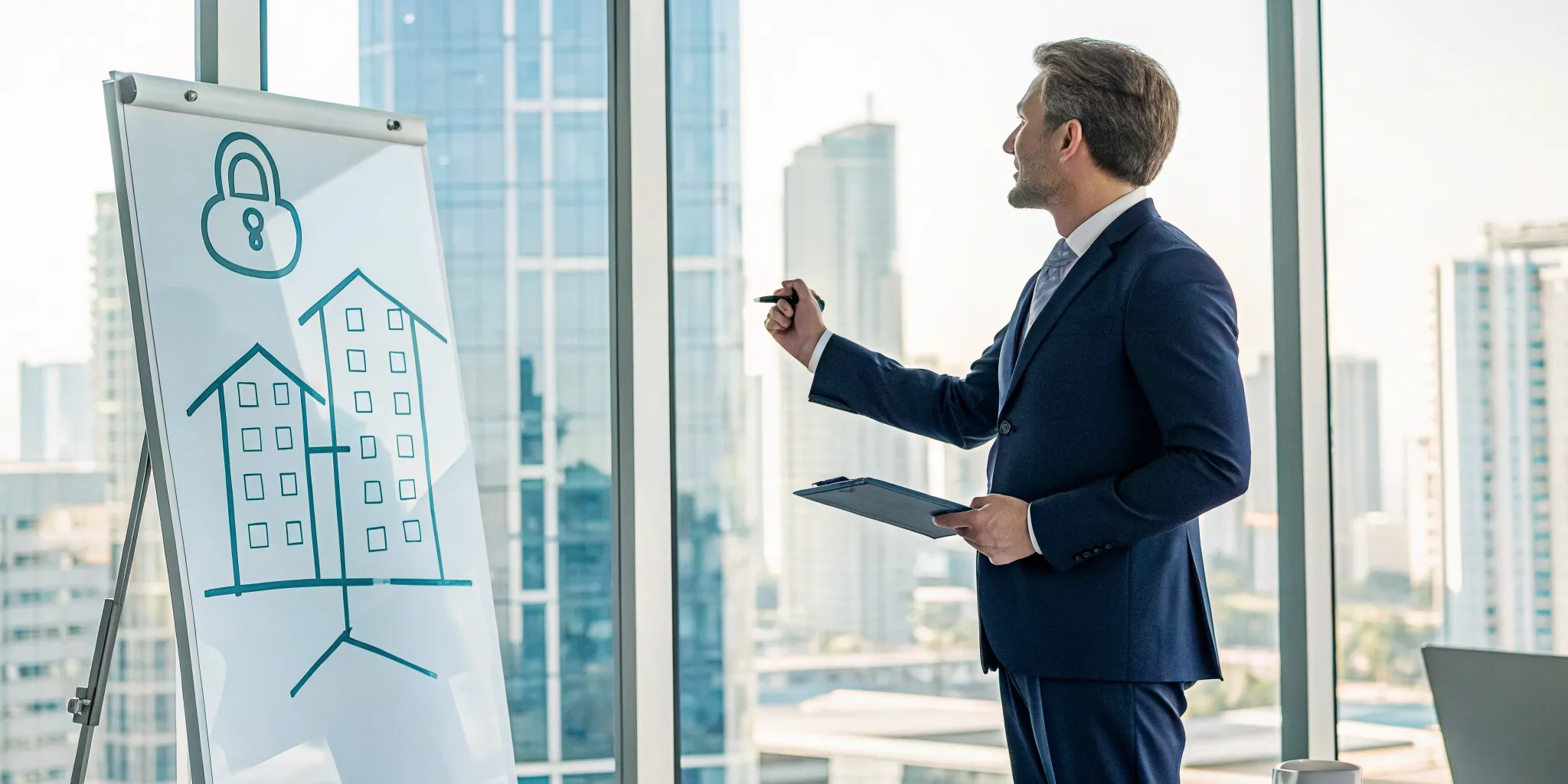 What a 1031 exchange accommodator does, explained on a whiteboard by a professional.